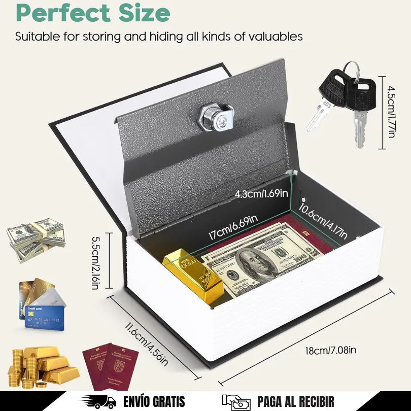 SecureBook Pro - Caja fuerte disfrazada de libro. ¡Parece un diccionario real!