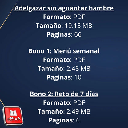 Ebook "Adelgaza sin aguantar hambre" - Baja de peso sin dejar de comer