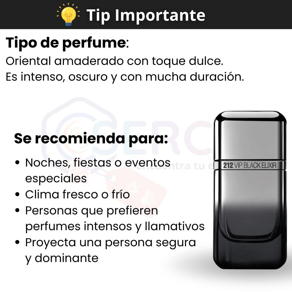 CAROLINA HERRERA – 212 VIP BLACK ELIXIR EDP MEN - 3.4 oz (100 ml)